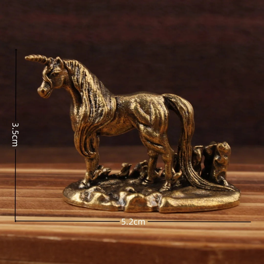 Flying Horse Brass Miniature Figurines Desk Ornament Decorations Animal Statue Animal Sculpture Home Decor Home Accessories Peaceful Pleasures Health and Wellness Unicorn
