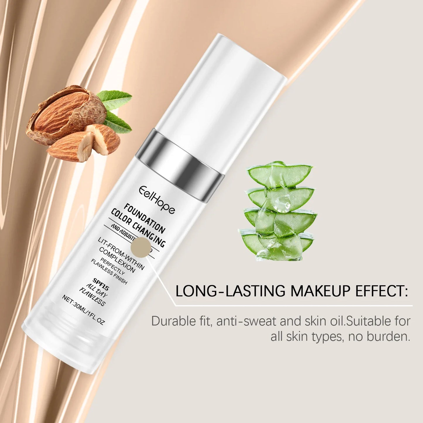 Eelhope Hydrating Liquid Foundation – Dewy Finish, 30ml