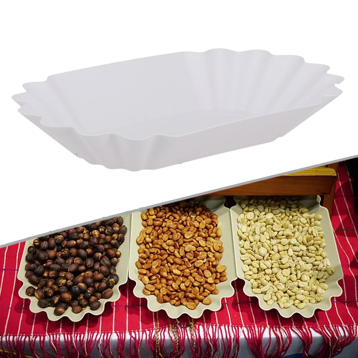 Plastic Coffee Beans Sample Tray Display Dish Plate Container Kitchen