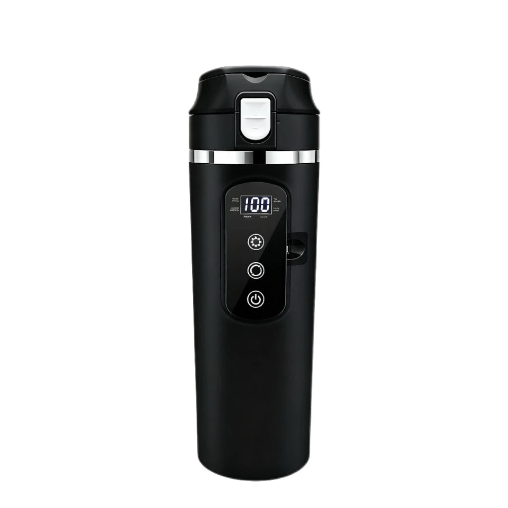 Vehicle-Mounted Smart Digital Display Kettle - 12V/24V Universal Electric Heating Cup 500ML Portable Outdoor Hot Water Boiler Peaceful Pleasures Health and Wellness Black