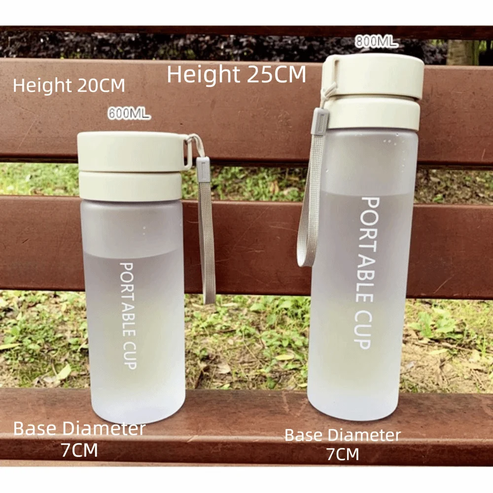 New Transparent Water Cup 800ML Large Capacity Sports Water Bottle with Lanyard Frosted Plastic Cup Kids Peaceful Pleasures Health and Wellness