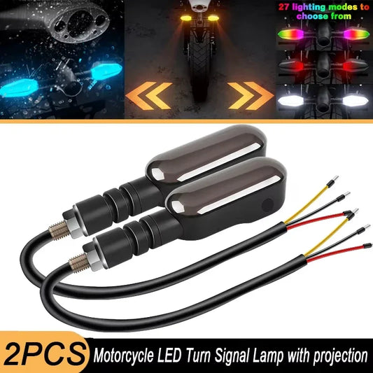 Motorcycle LED Turn Signals – Arrow Projection & 27 RGB Modes Motorcycle Turn Signal Light Oasis Select
