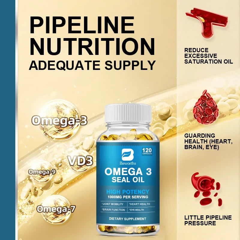 Seal Oil Omega-3 Capsules – DHA, EPA & DPA Brain & Heart Support Dietary Supplement Peaceful Pleasures Health and Wellness