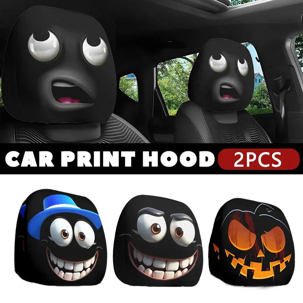 Halloween Big-Eye Cartoon Car Headrest Covers – 2-Pack