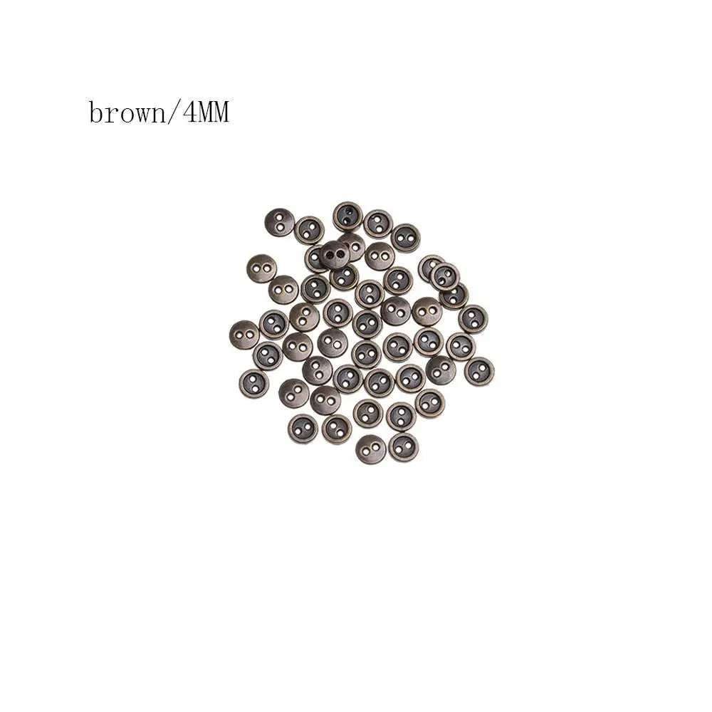 50pcs Mini Metal Sewing Buttons – Round 2-Hole, 3mm & 4mm