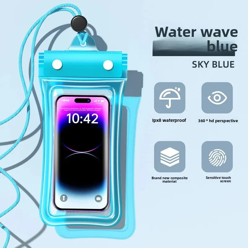 waterproof smartphone case cellphone pouch phone armbands and pouches waterproof phone bag floating phone case under water Peaceful Pleasures Health and Wellness Blue(7 inch)