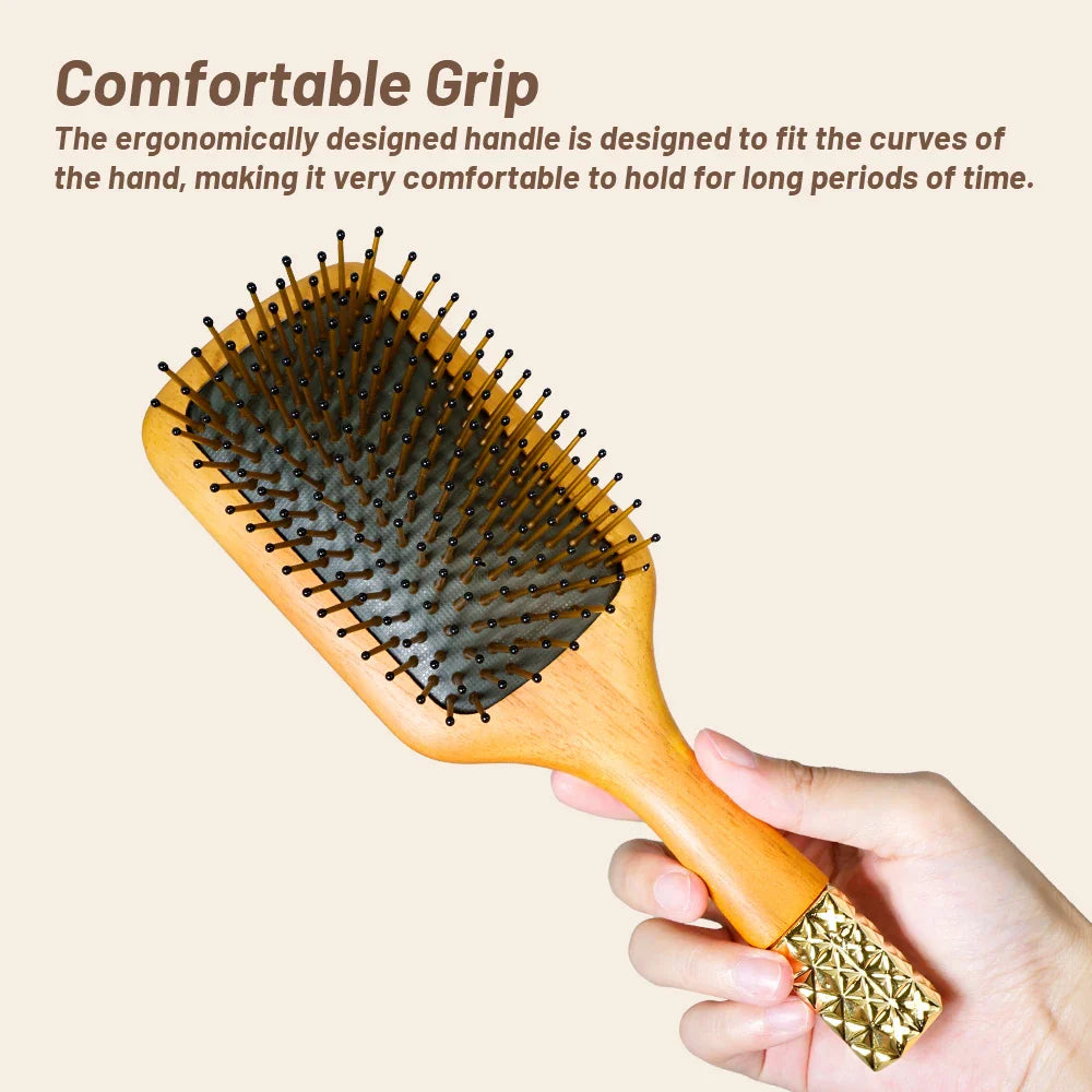Wooden Airbag Cushion Hair Brush – Anti-Static Detangler