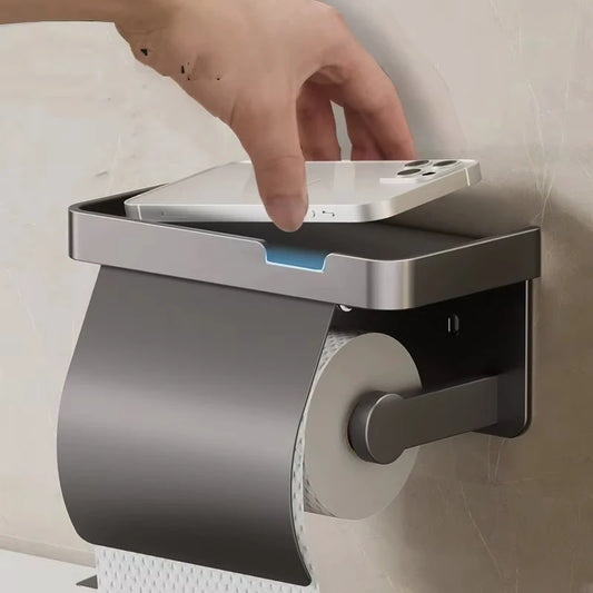 Drill-Free Wall-Mounted Toilet Paper Holder | Aluminum Alloy Toilet Paper Holder Peaceful Pleasures Health and Wellness