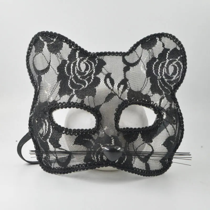 2-Pack Lace Cat Masks – Masquerade, Cosplay & Halloween