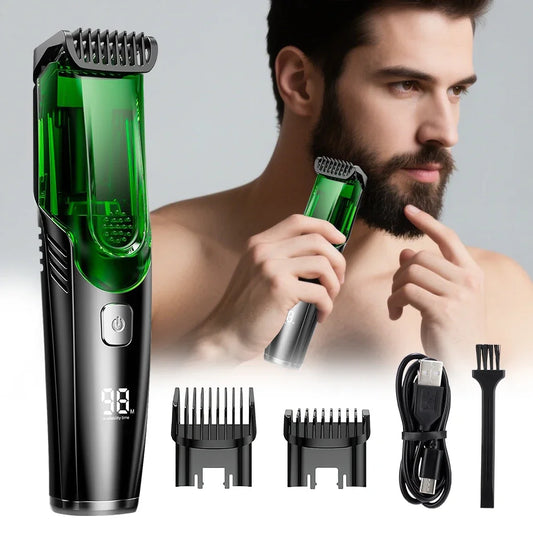 AFDEAL Vacuum Beard Trimmer – LCD, IPX6, 20 Lengths, Cordless Cordless Beard Trimmer Oasis Select