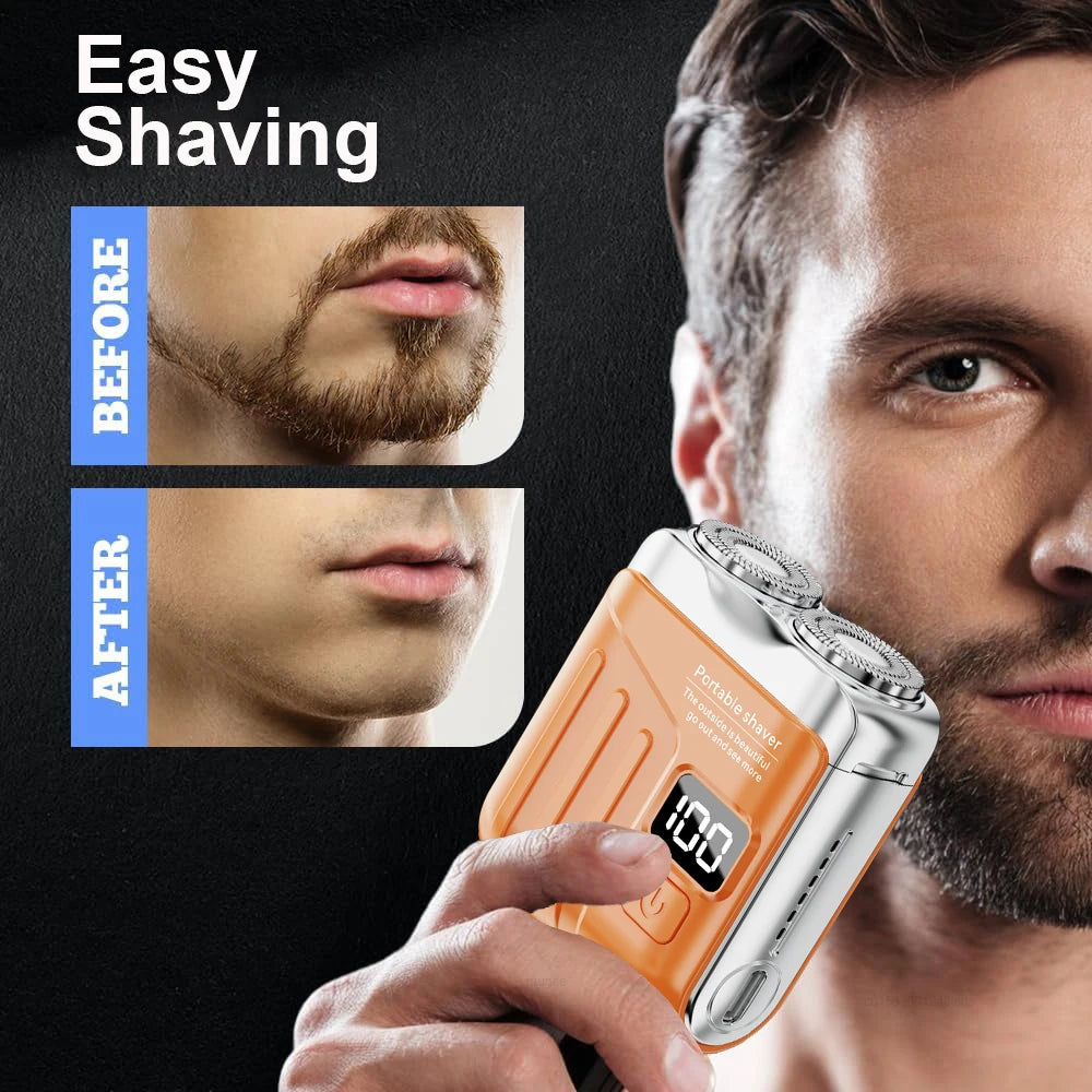 Mini Electric Shaver for Men Beard Trimmer Portable Men's Electric Razor USB Rechargeable Dual Blade Electric Shaving Machine Peaceful Pleasures Health and Wellness