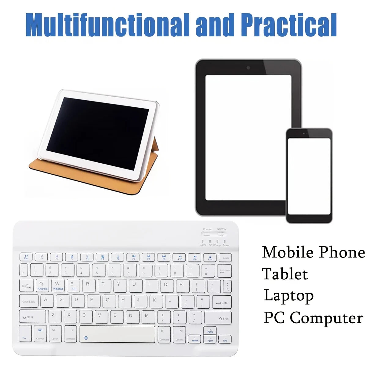 Ultra-thin Wireless Keyboard,10-inch Bluetooth-compatible Keyboard, Type-C Charging, for Tablet, PC, iOS, Android, Windows Peaceful Pleasures Health and Wellness