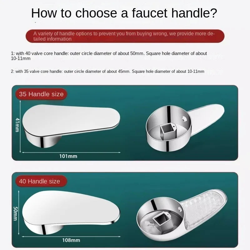 Chrome Zinc Alloy Faucet Lever Handle – 35mm & 40mm Replacement