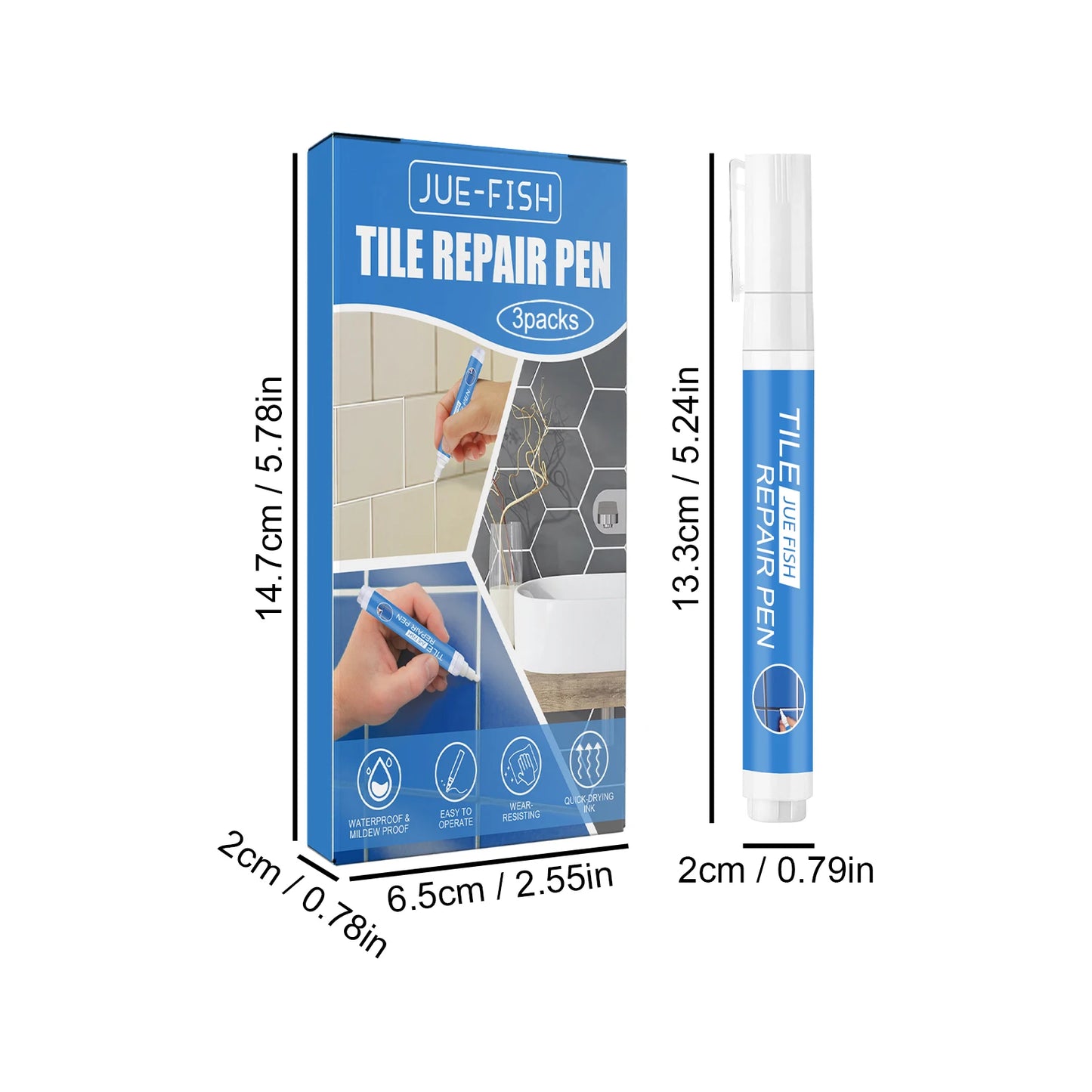 3-Pack Tile Grout Repair Pen – Waterproof & Quick Dry