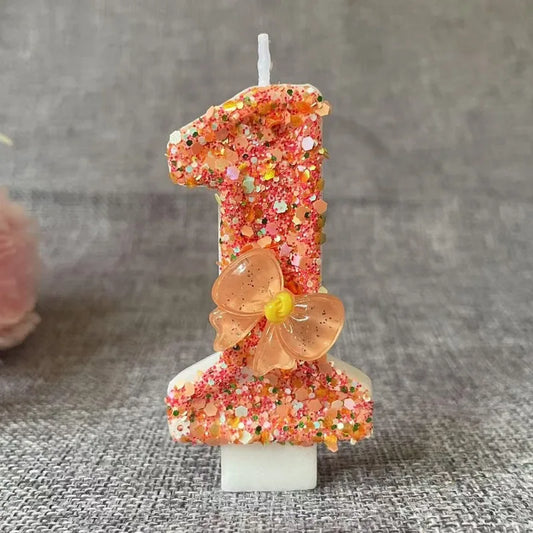 Birthday Candle Bow Orange Creative Ceremony Surprise Digital Decoration Candle Flower Style Peaceful Pleasures Health and Wellness