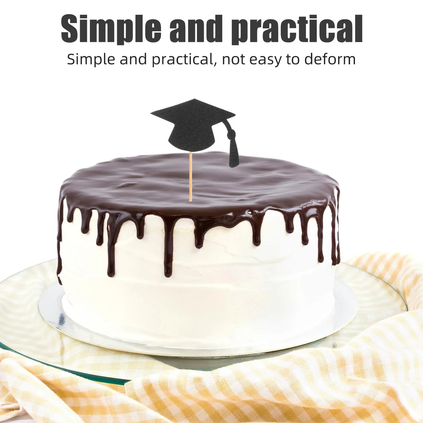 24Pcs Graduation Season Cake Decoration Unique Graduation Cap Cake Toppers for Party Supplies Cupcake Picks Cupcake Toppers Peaceful Pleasures Health and Wellness