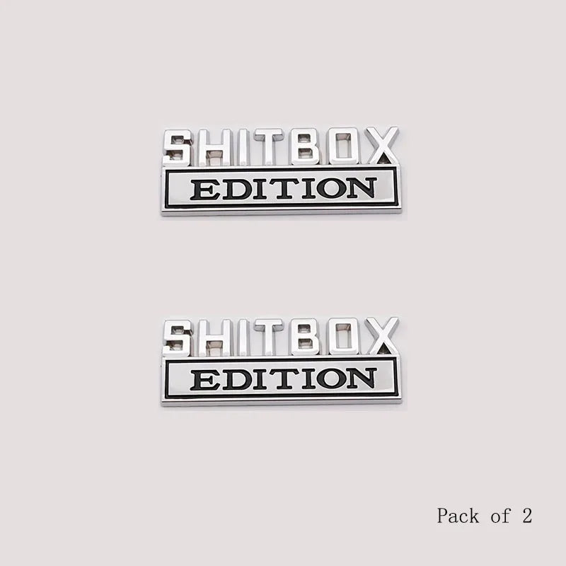 SHITBOX zinc alloy car stickers, car tailgate, car modification car stickers, personalized fashion, specifications are diverse Peaceful Pleasures Health and Wellness 2 Silver Black
