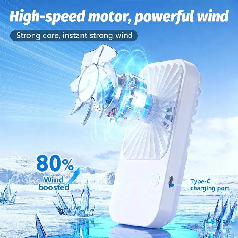  Ultra Thin Portable Pocket Fan USB Rechargeable 3-Speed Adjustable Handheld Fans With Stand 2-in-1 Desk Fan For Outdoor Travel Peaceful Pleasures Health and Wellness