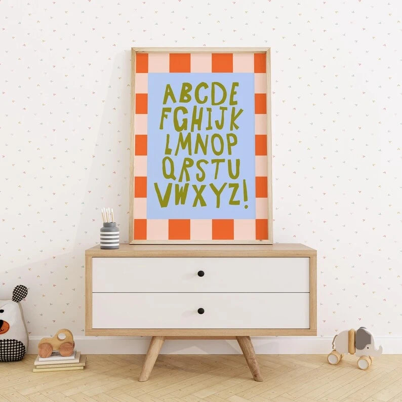 Kids Alphabet Canvas Wall Art | Playful Nursery Poster Print