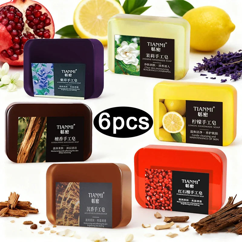 6-Piece Handmade Soap Set – Lemon, Jasmine & Floral Scents