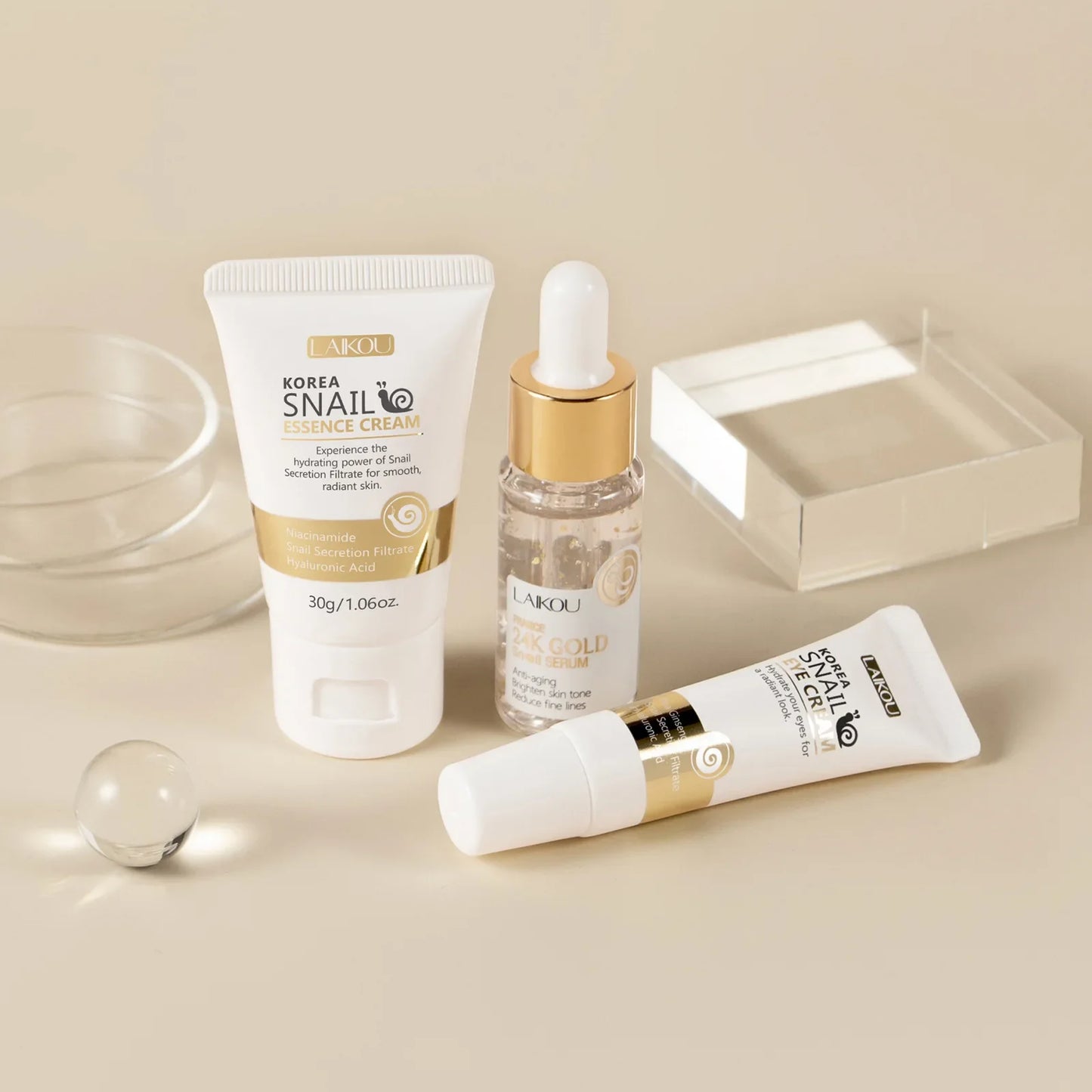 Snail Revitalizing Skincare Set – Face Cream, Serum & Eye Cream