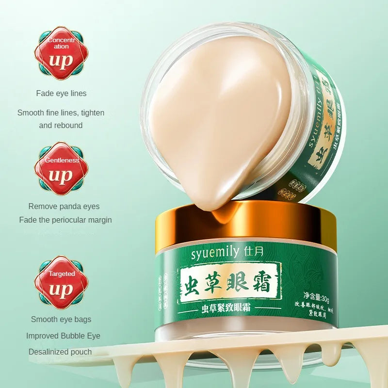 2Pcs Cordyceps Sinensis Repair Eye Cream Firming Eye Cream Vitality Cream Lifting Moisturizing Remove Puffiness Dark Circles Peaceful Pleasures Health and Wellness