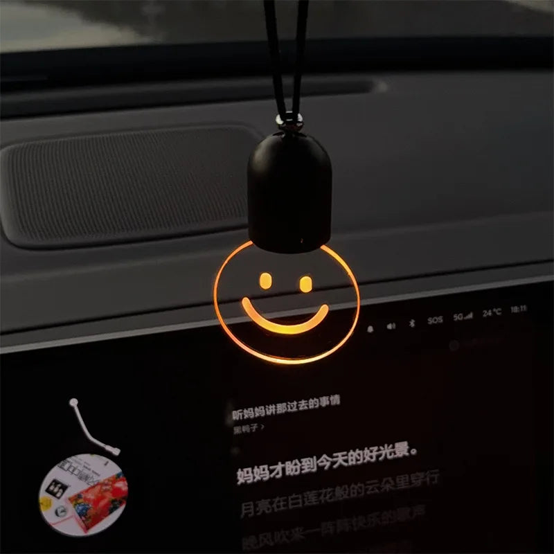 Retro Acrylic Light Bulb Car Pendant | Breathing LED Decor Car Pendant Ornament Peaceful Pleasures Health and Wellness smile
