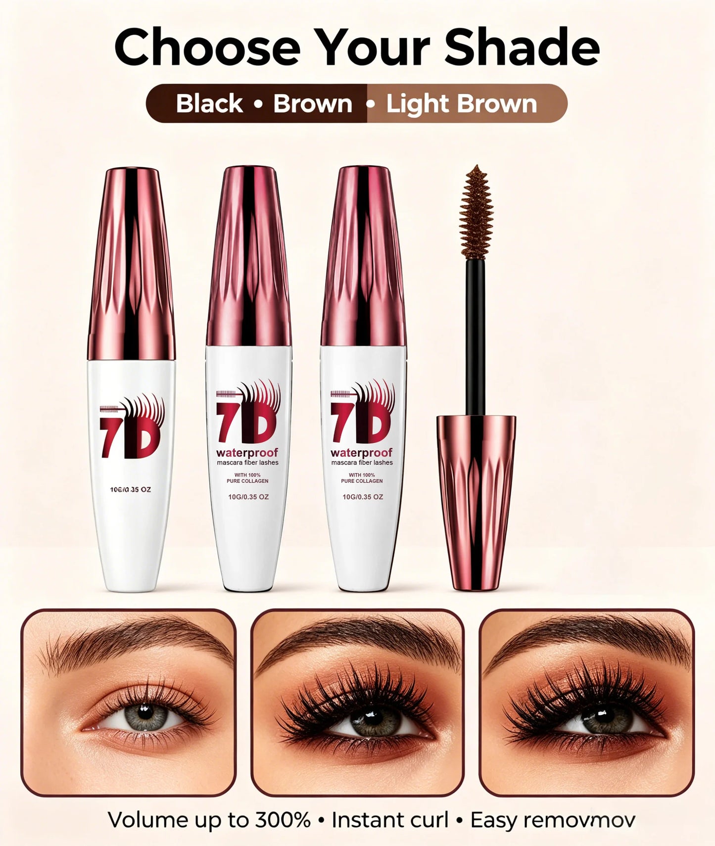 7D Fiber Mascara – Waterproof, Volumizing & Collagen Lashes