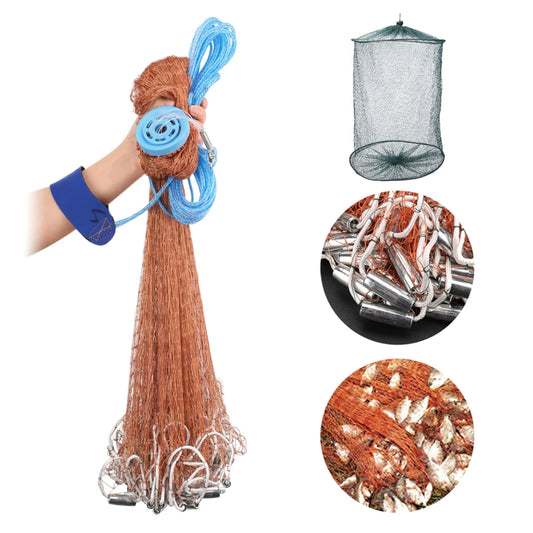 240/360/480CM Diameter Fishing Cast Net Folded Casting Net with Sinkers Throw Nets for Saltwater Fishing Bait Trap Rivers Peaceful Pleasures Health and Wellness 360CM Diameter