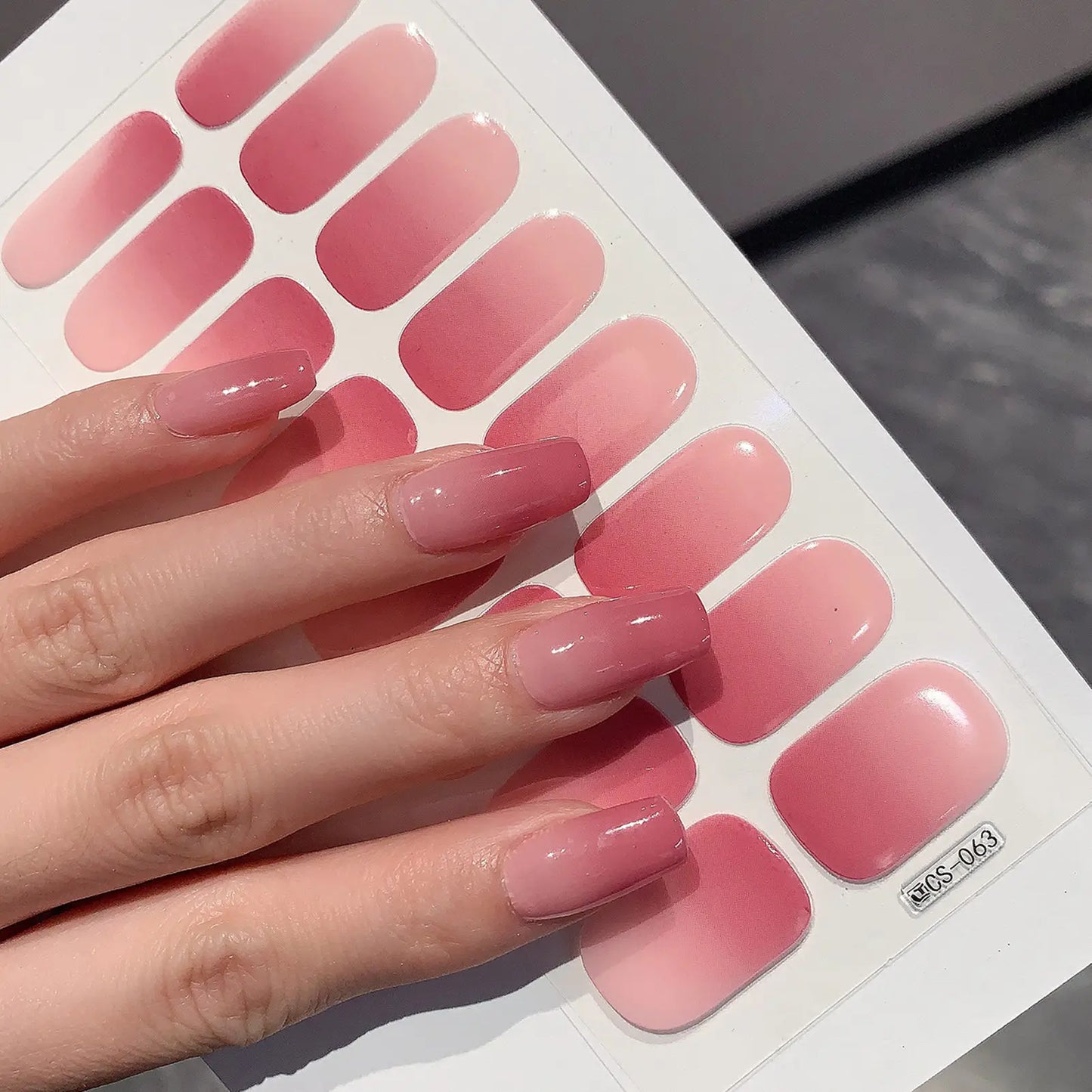 1 Sheet Semi Cured Wrap Gradient Nail Sticker Multi Color Solid Gel Full Cover Slider No Need UV Lamp Cured Fast Gel Nail Decal Peaceful Pleasures Health and Wellness