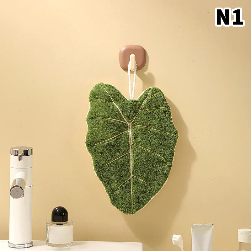 Leaf-Shape Double-Layer Hand Towel | Fast-Dry Coral Fleece