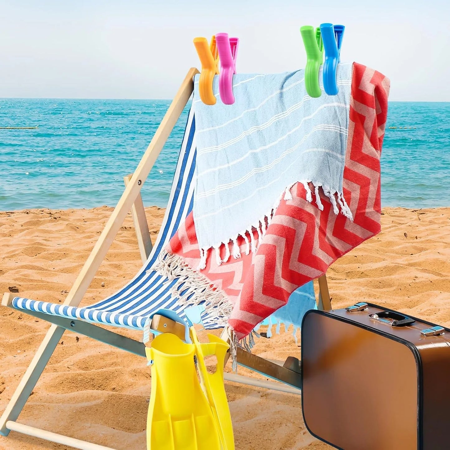 Heavy-Duty Beach Towel Clips for Pool & Cruise Chairs (4/8 Pcs) Beach Chair Clips Peaceful Pleasures Health and Wellness