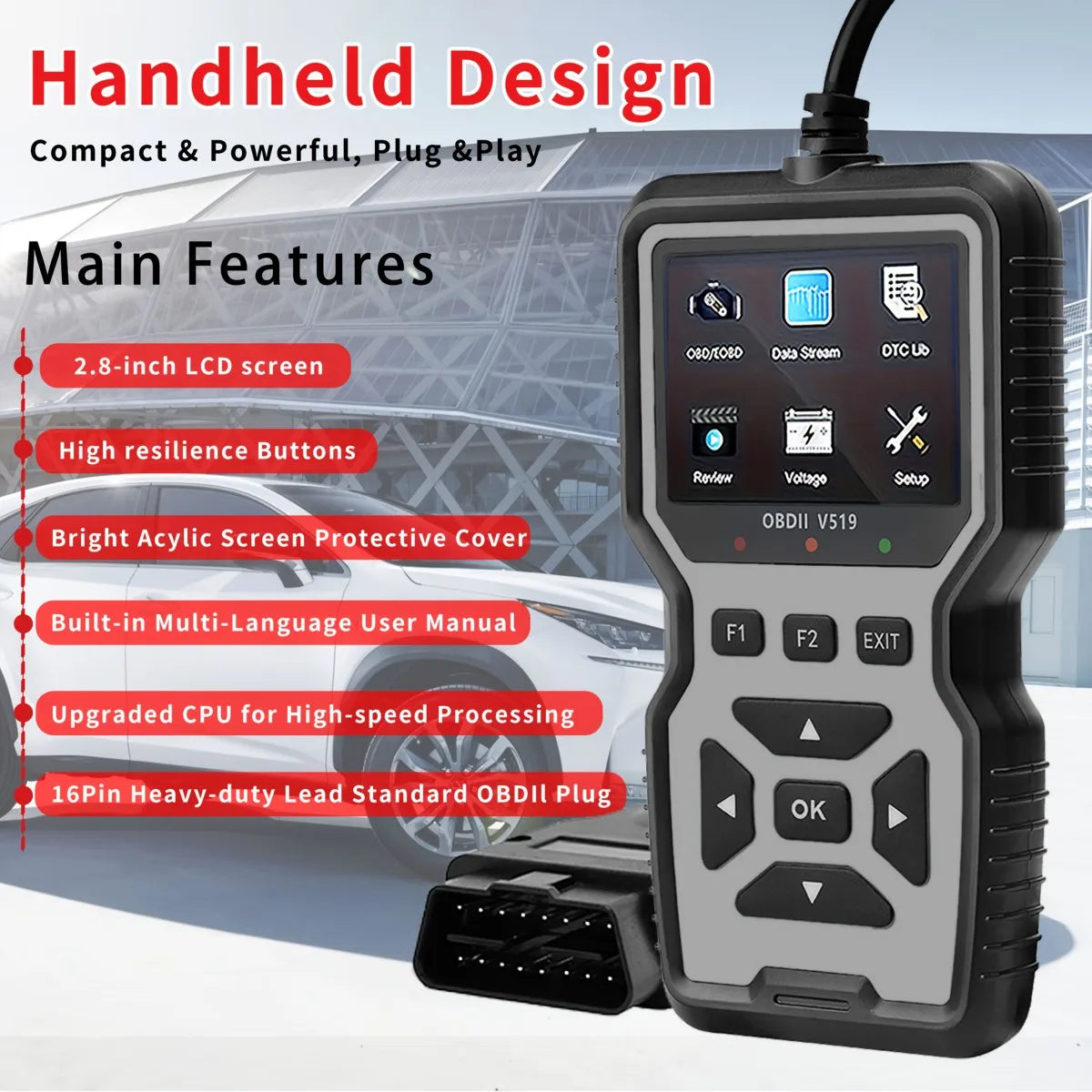 Car Fault Diagnosis Tester V519 Obd Code Reader, Obd2 Scanner for Clearing Error Codes, Vehicle Maintenance Equipment, Car Troubleshooting, Portable Scanner, Handheld Device, Durable and Sturdy, High-Quality Components, Diagn Peaceful Pleasures Health and Wellness