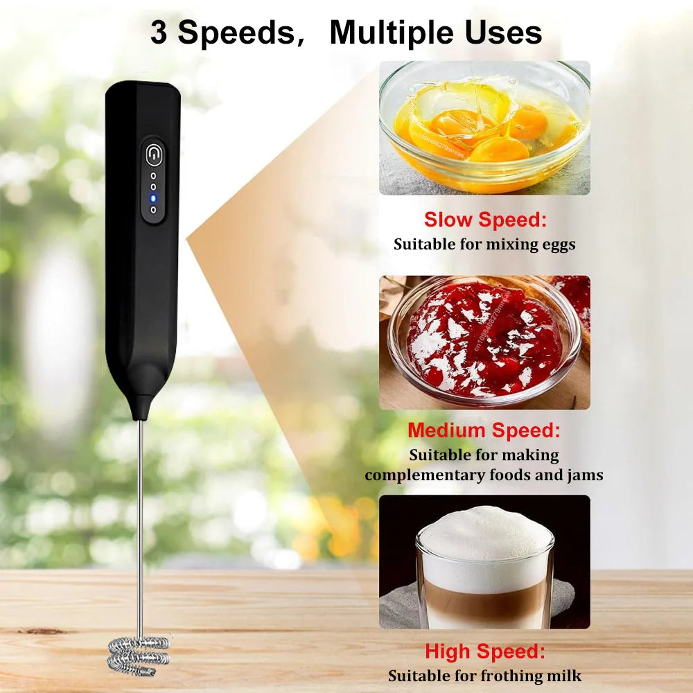 Mini Milk Frother USB Rechargeable Handheld Automatic Rotary Milk Foam Maker for Coffee Latte Cappuccino Maker Electric Blender Peaceful Pleasures Health and Wellness