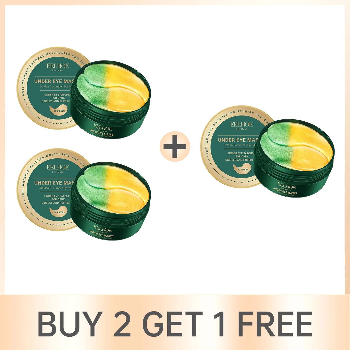 EELHOE Cucumber Eye Mask Patches – Dark Circles & Bags 60pc
