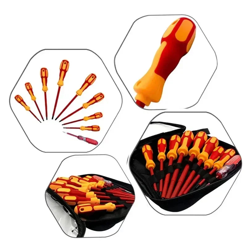 9-in-1 Batch Head Cross Magnetic Screwdriver Set Heavy Duty Insulated Torx Screwdriver for Electrician Engineer Maintenance Tool Peaceful Pleasures Health and Wellness