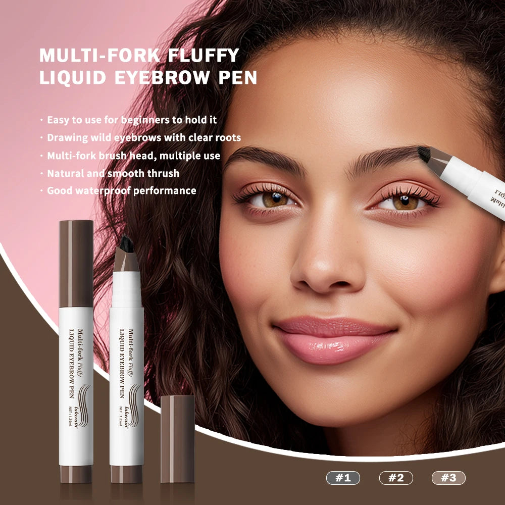 Multi-Fork Fluffy Liquid Eyebrow Pen waterproof Long Lasting Brow Natural Smooth Simulated Fine Flu Brow Pencil Eye Makeup Peaceful Pleasures Health and Wellness