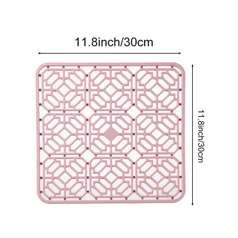 Silicone Drain Mat Heat Insulated Pad Kitchen Sink Protector Hollow Sink Mat Countertop Mats Kitchen Protection Countertop Mats Peaceful Pleasures Health and Wellness B pink 30cm silicone