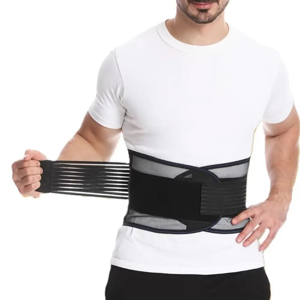 Adjustable back support belt breathable lumbar brace for men and women provides effective support for the lower back Peaceful Pleasures Health and Wellness black Large