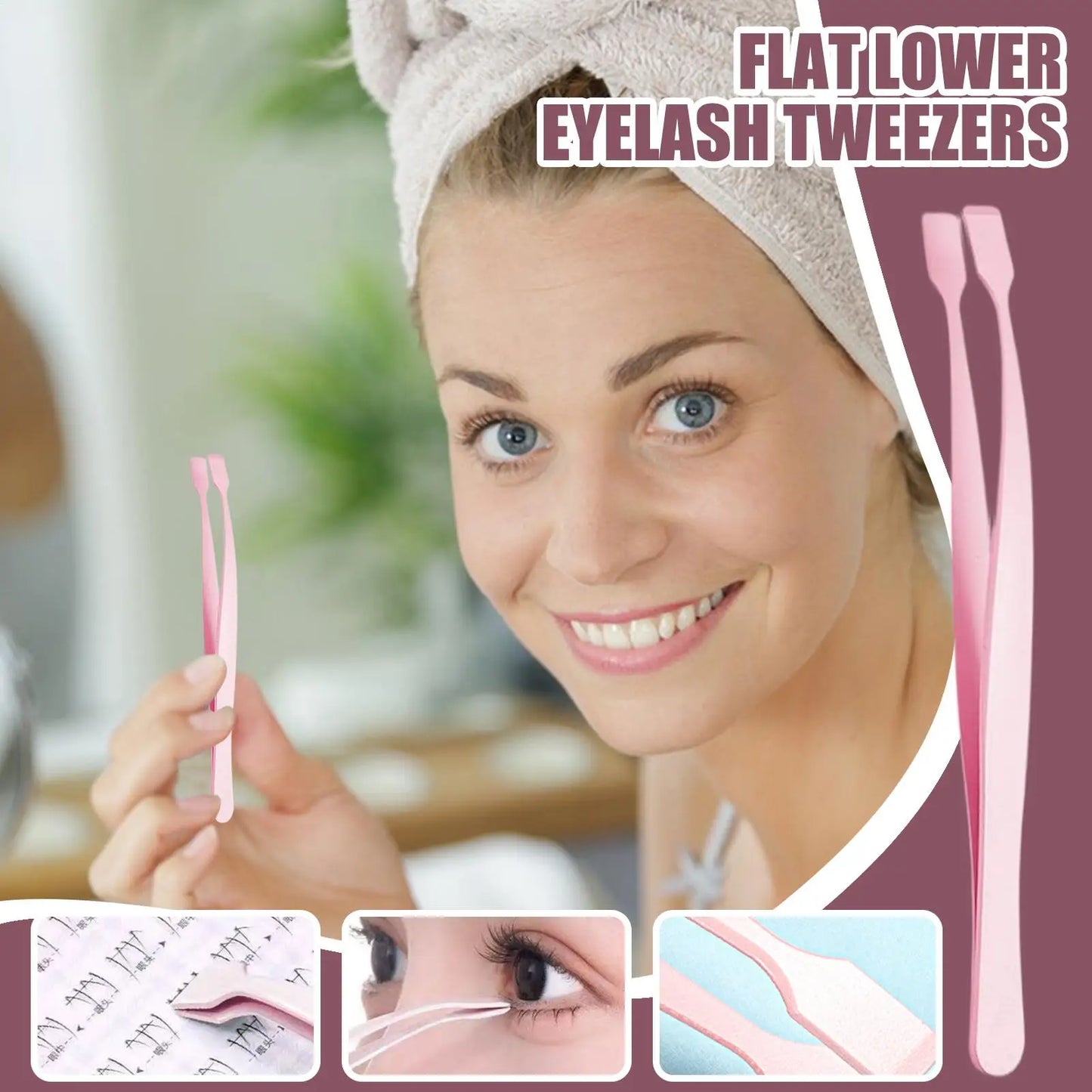 Stainless Steel Eyelash Cluster Applicator Tweezer Tool