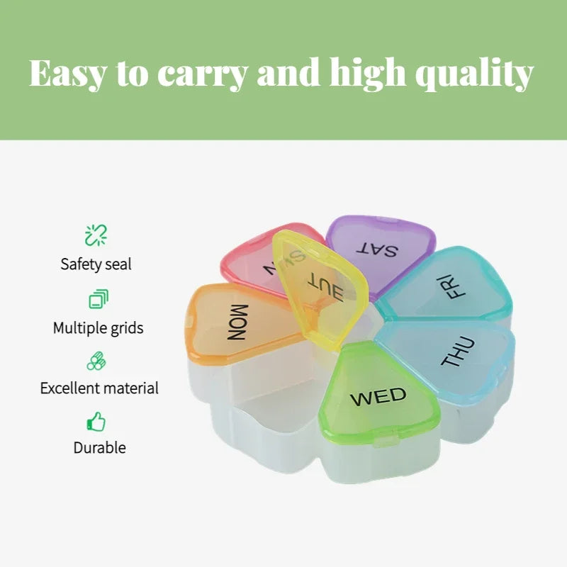 New Mini Small Portable Travel Vitamin Pill Box Cases Container Organizer Storage Tablet 7 Days 7 Grids Medicine Pills Fish Oils Peaceful Pleasures Health and Wellness