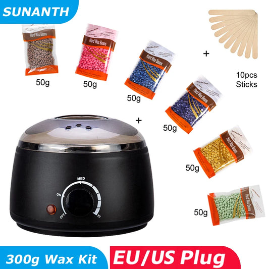200ML Wax Heater For Hair Removal Hands Feet Depilatory Wax Melting Machine Warmer Dipping Pot Kit / 200g Hard Wax Beans Peaceful Pleasures Health and Wellness