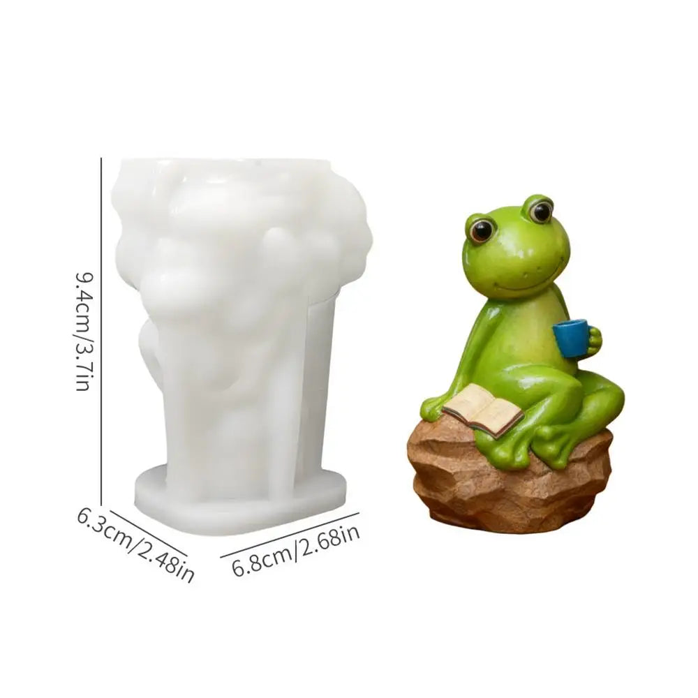 Frog Mold Silicone Reusable Statue Animal Decoration Sculpture Resin Mold For Concrete Clay Candle Making Outdoor Home Yard Peaceful Pleasures Health and Wellness B China Mainland