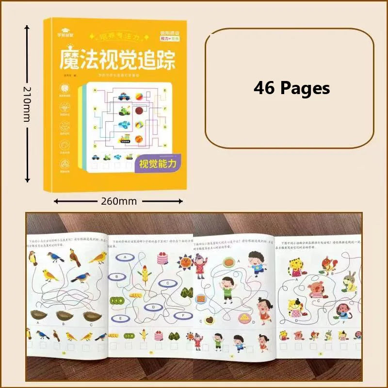 Kids Visual Perception Activity Book 46 Pages Magic Line Sight Maze