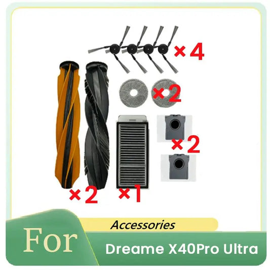 A36T-11 Pcs For Dreame X40 Pro Ultra Vacuum Cleaner Accessories Kit Main Side Brush Filter Mop Cleaner Parts Replacement Peaceful Pleasures Health and Wellness Default Title