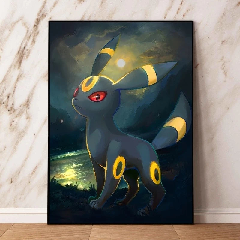 Classic Pokemon HD Canvas Painting Anime Figures Umbreon Poster Print Watercolor Wall Art Picture Modern Home Decor Kids Gifts Peaceful Pleasures Health and Wellness 3-1PC 20x30cm