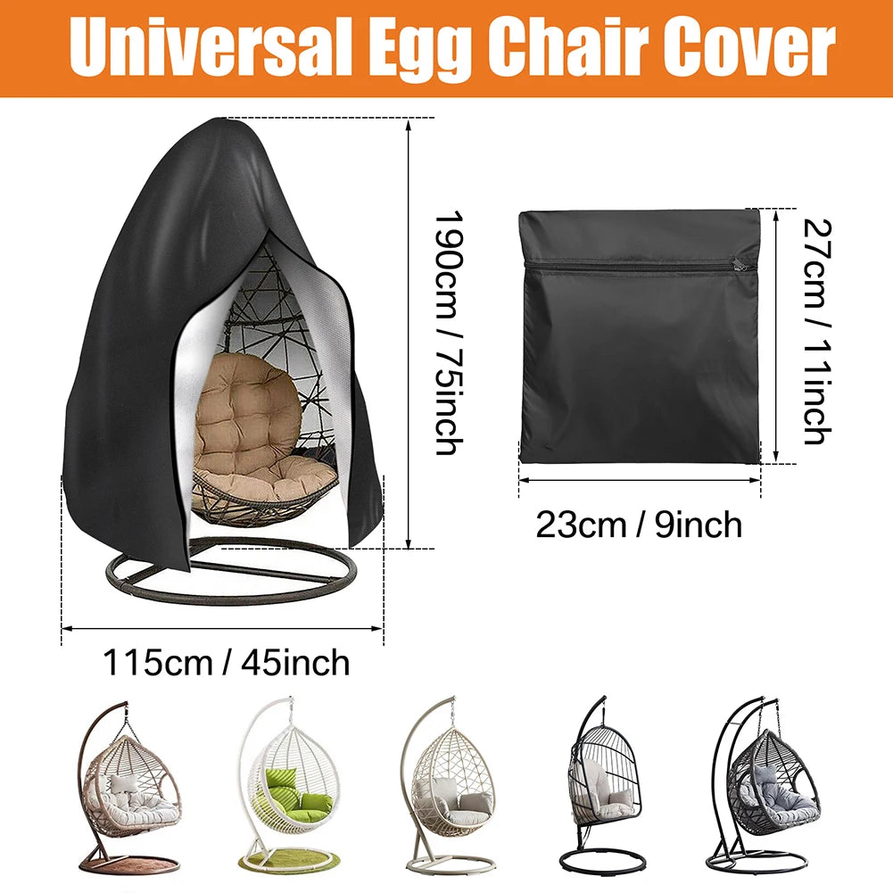 Patio Hanging Egg Chair Cover Waterproof Windproof Single/Double Seat Slipcover Garden Dust Protection With Zipper Storage Bag Peaceful Pleasures Health and Wellness