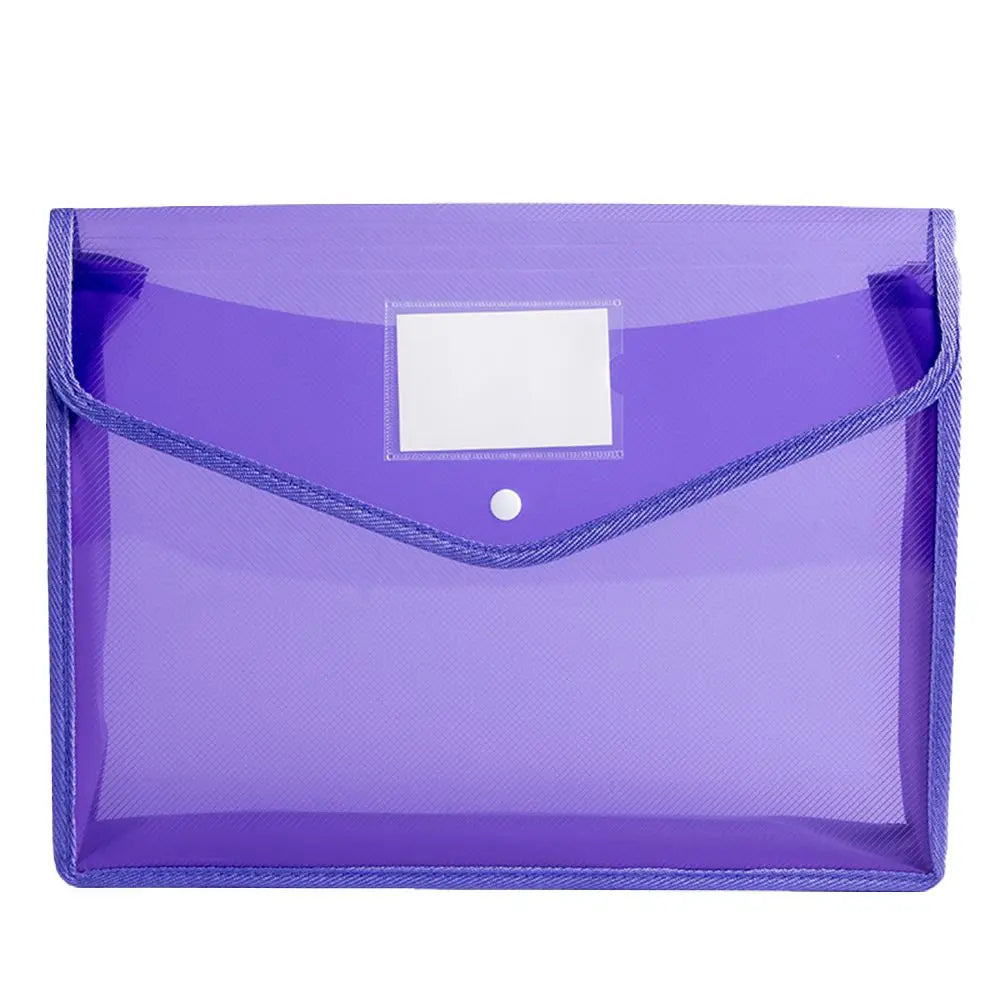 Portable Storage For School Home Work Office Plastic Snap Button File Bags Stationery Cases Folders Organizers File Envelopes Peaceful Pleasures Health and Wellness purple