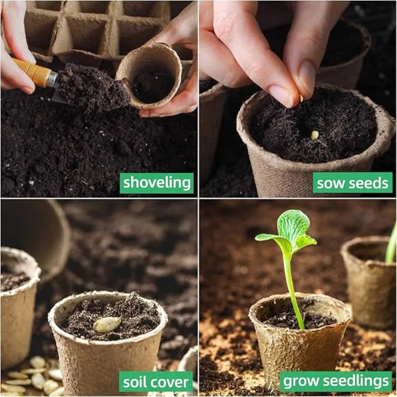 Biodegradable Peat Pots 3.15" | Seed Starter Kit 20–200 Pcs