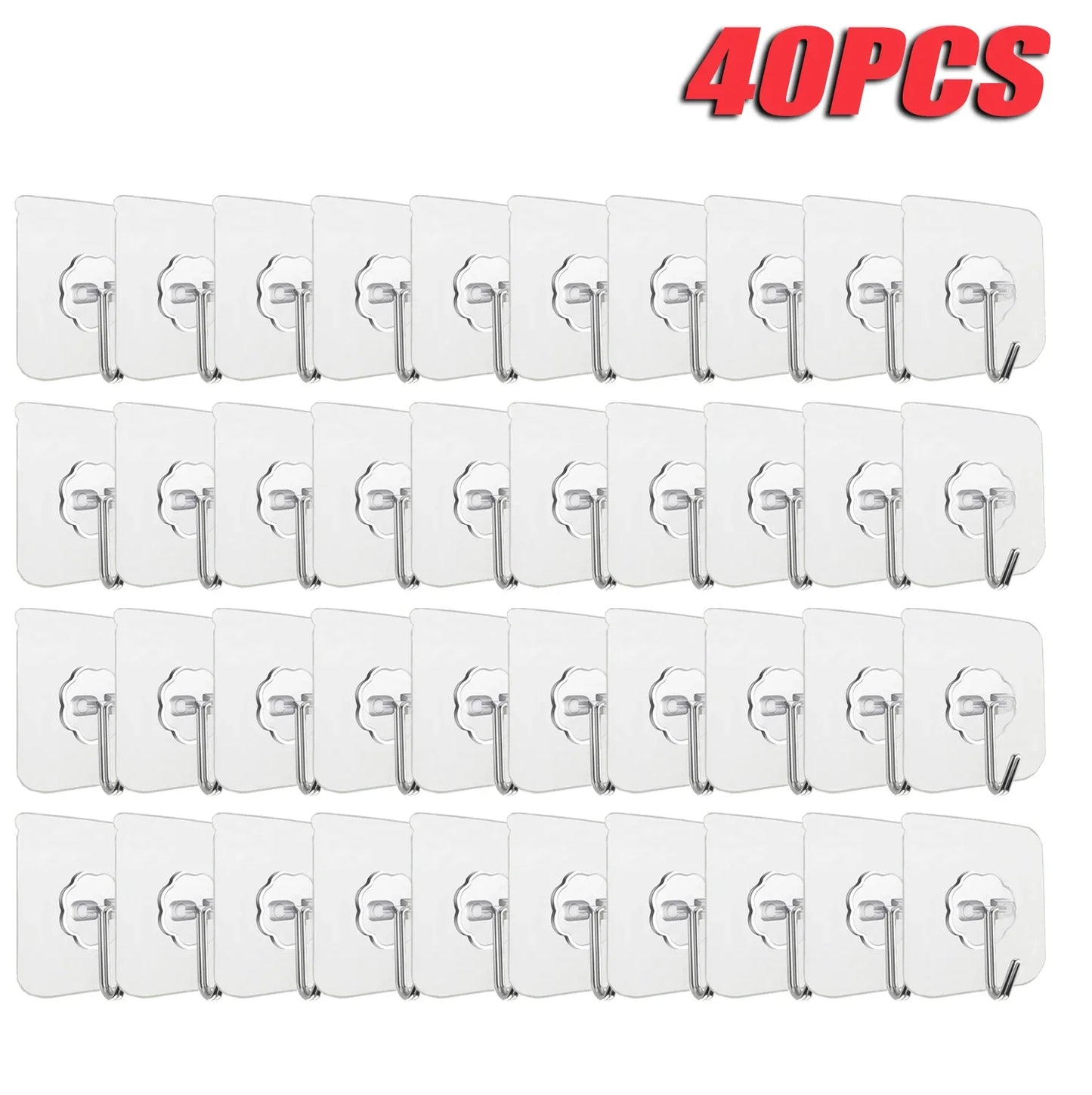Transparent Self-Adhesive Wall Hooks – No-Drill, Bulk 10–100 Pcs